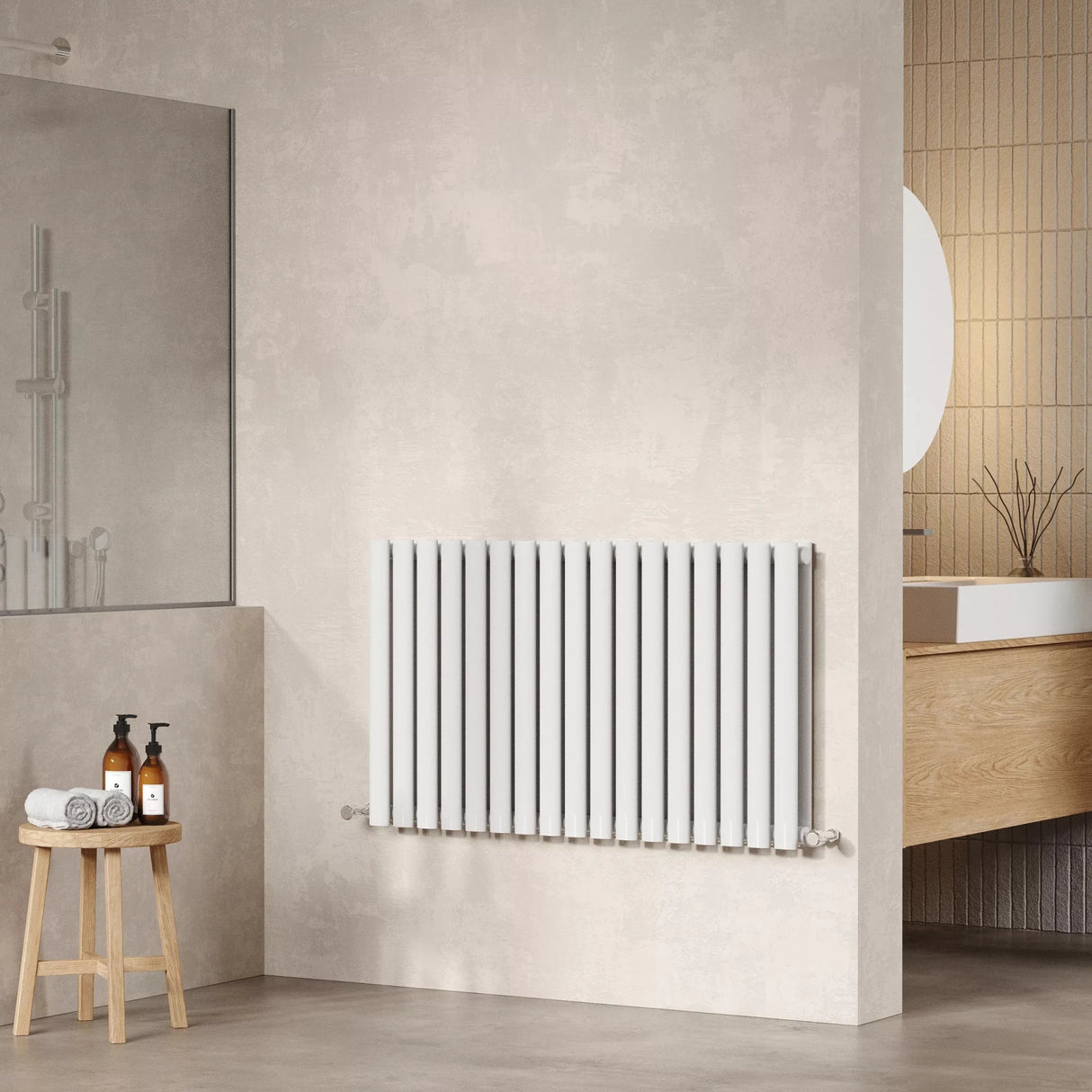 Hudson Reed Revive High Gloss White Horizontal Double Panel Radiator - 600mm x 992mm - Trusted Building Supplies