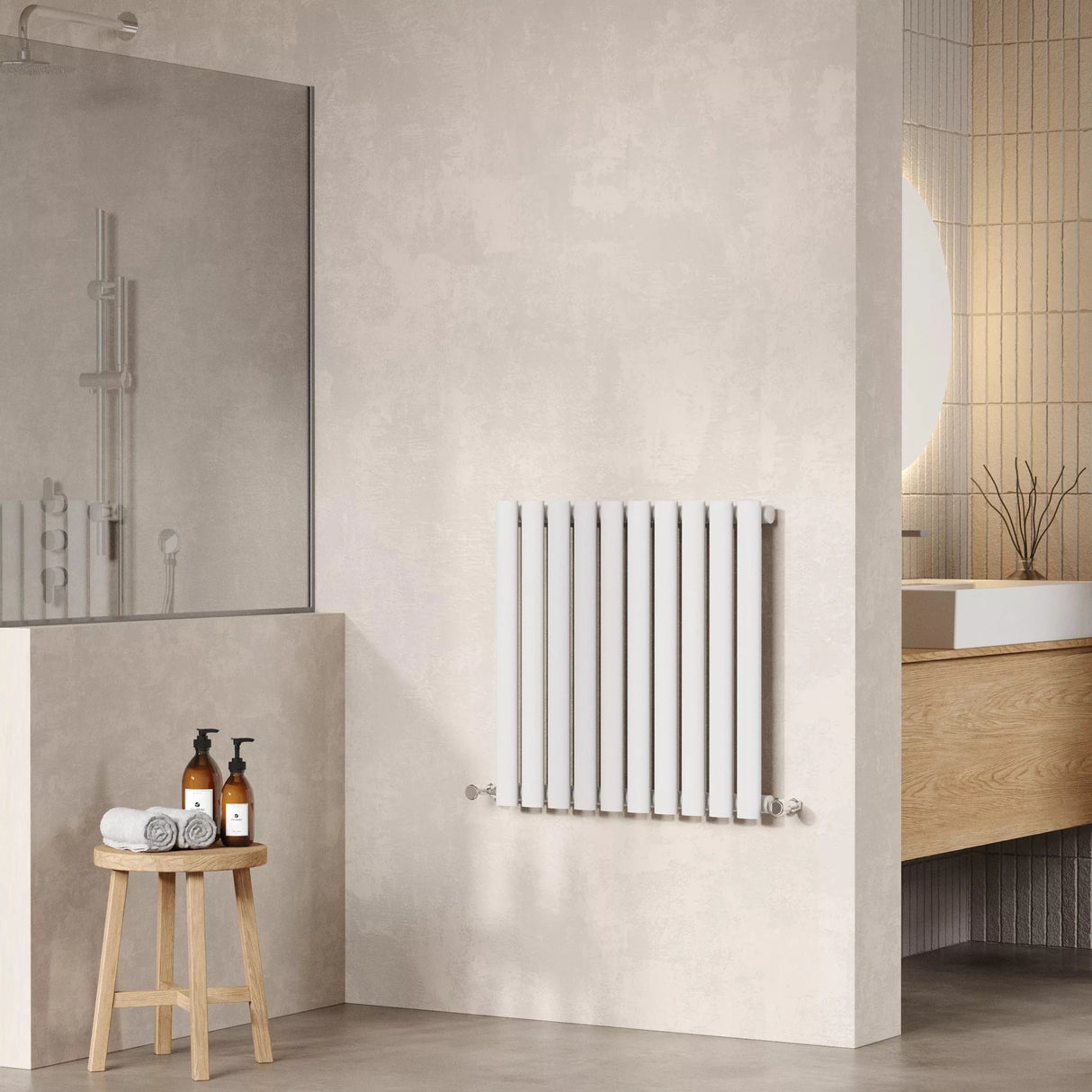 Hudson Reed Revive High Gloss White Horizontal Single Panel Radiator - 600mm x 586mm - Trusted Building Supplies