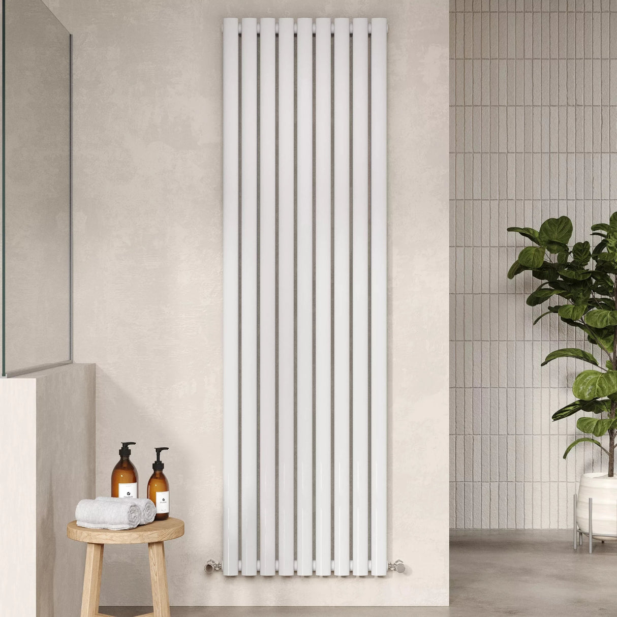 Hudson Reed Revive High Gloss White Vertical Double Panel Radiator - 1800m x 528mm - Trusted Building Supplies