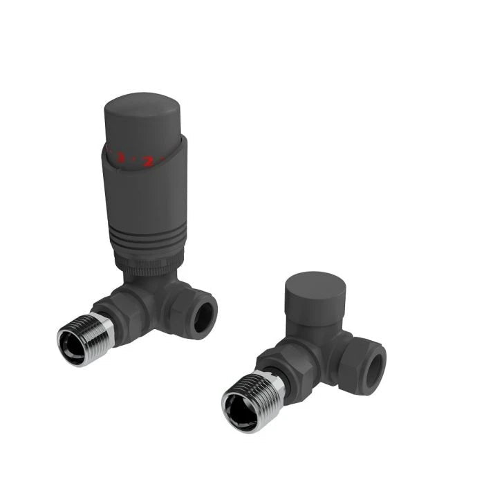 Kartell Anthracite Corner Thermostatic Radiator Valve - Twin Pack - Trusted Building Supplies