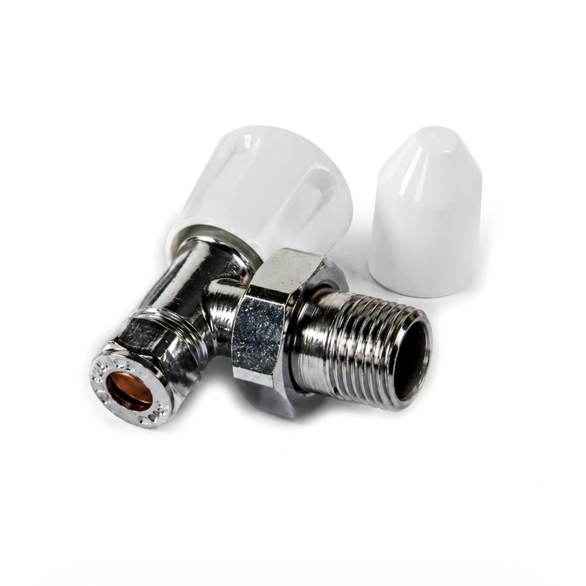 Kartell Galaxy 10mm Angled Lockshield & Wheelhead Radiator Valve - Trusted Building Supplies