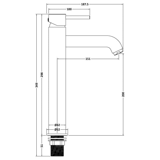 Linear Brushed Brass High - Rise Mono Basin Mixer Tap - Trusted Building Supplies