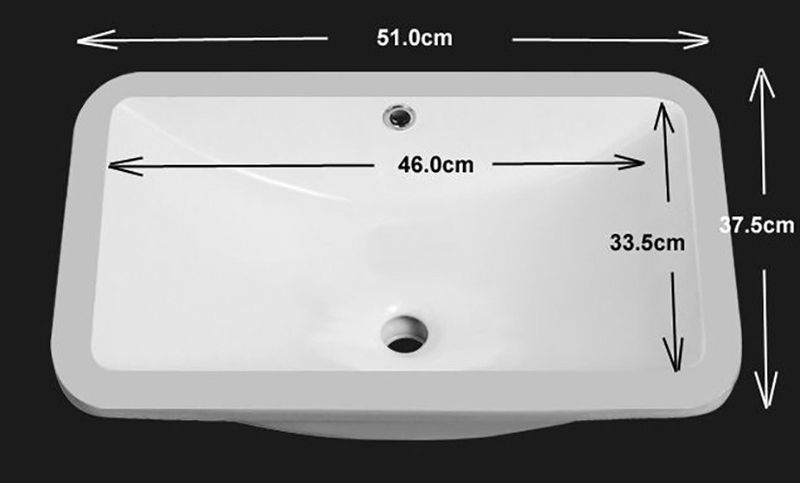Lisbon White Ceramic Deep Rectangular Basin 510mm x 385mm - Trusted Building Supplies