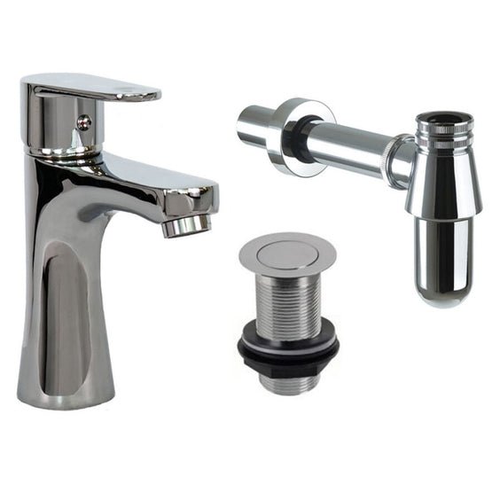 Low Chrome Tap with Unslotted Waste & Bottle Trap - Trusted Building Supplies