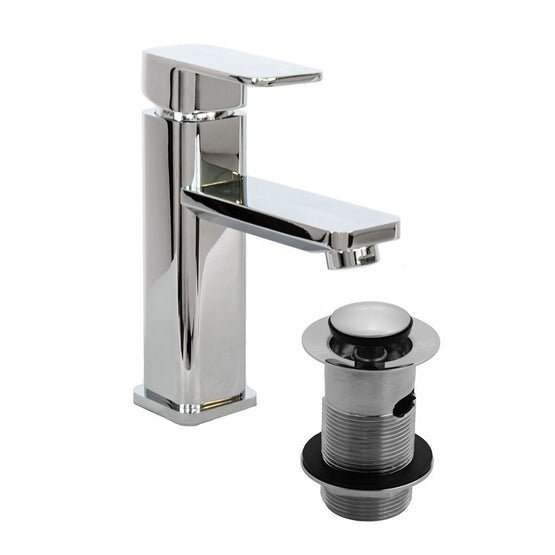 Low Square Chrome Tap with Slotted Waste - Trusted Building Supplies