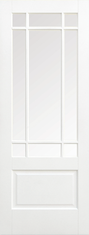LPD Downham White Primed Clear Bevelled Glass Internal Door - Trusted Building Supplies
