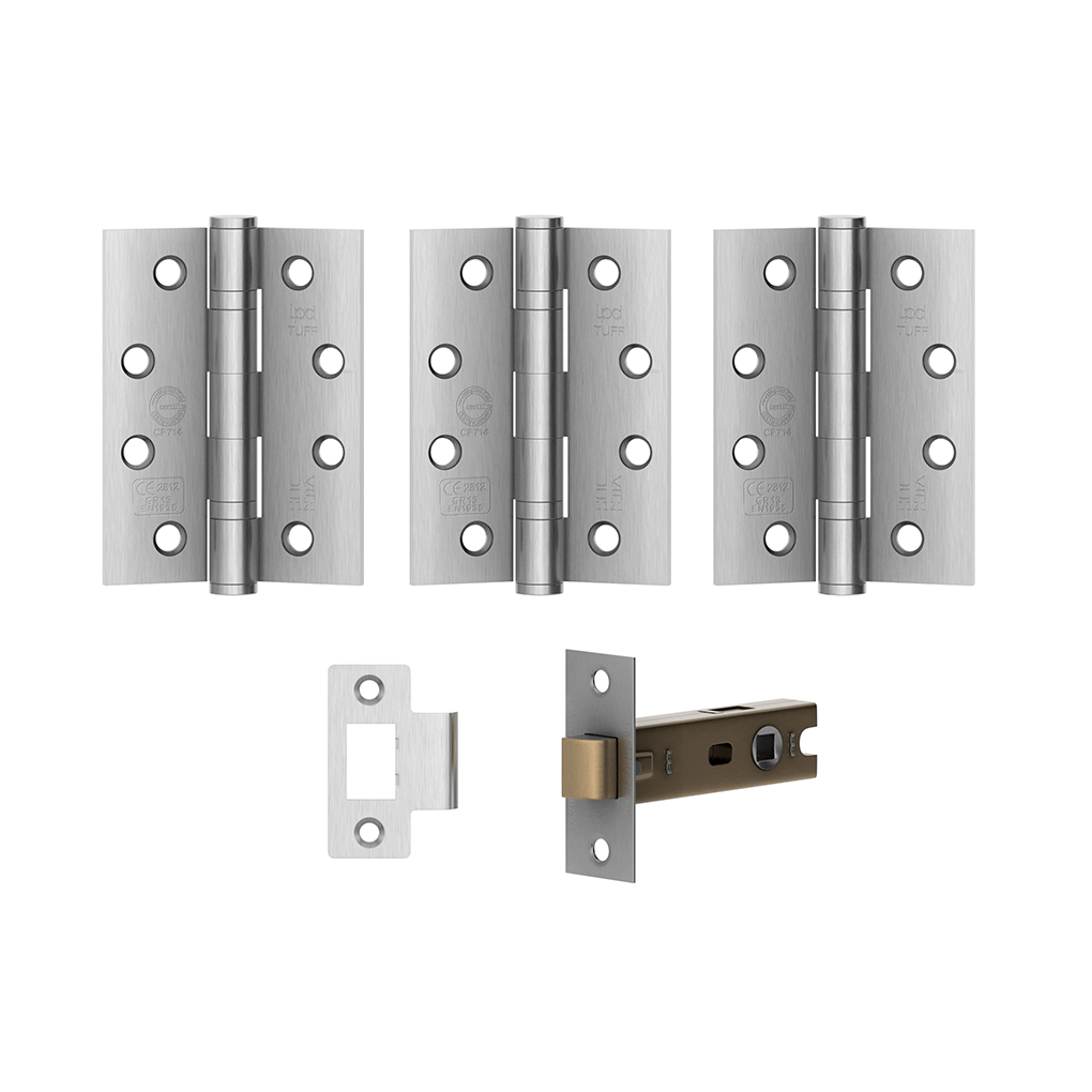 LPD Firedoor Hinge & Latch Pack - Satin Chrome - Trusted Building Supplies