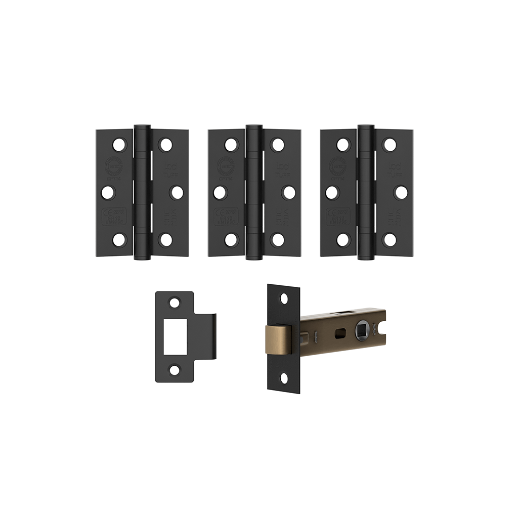 LPD Hinge & Latch Pack - Matt Black - Trusted Building Supplies
