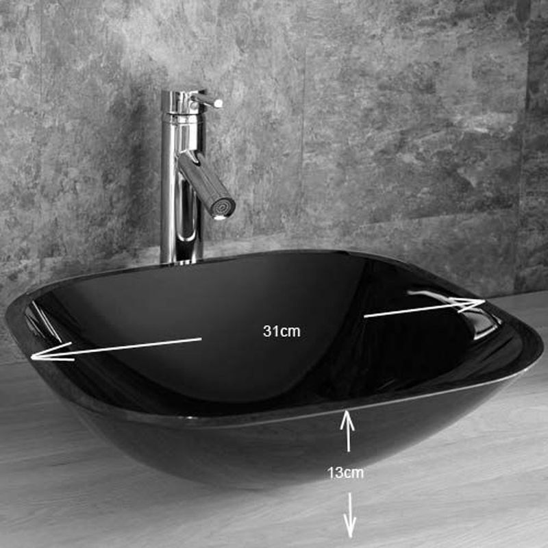 Monza Black Glass Square Countertop Basin 310mm - Trusted Building Supplies