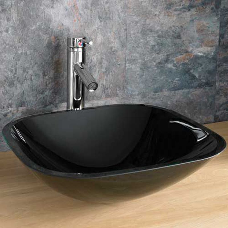 Monza Black Glass Square Countertop Basin 310mm - Trusted Building Supplies