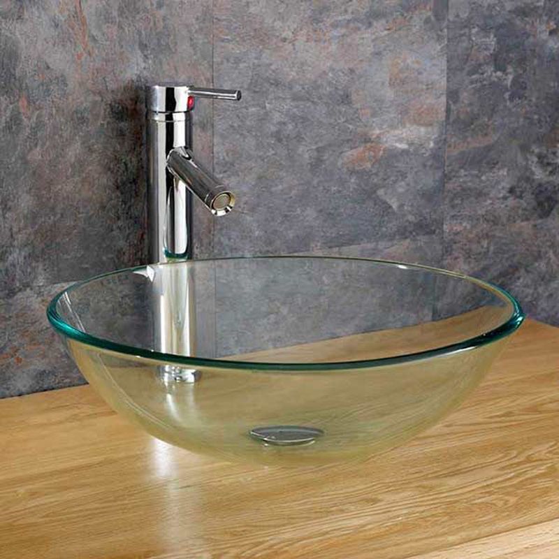 Monza Clear Glass Round Countertop Basin 310mm - Trusted Building Supplies