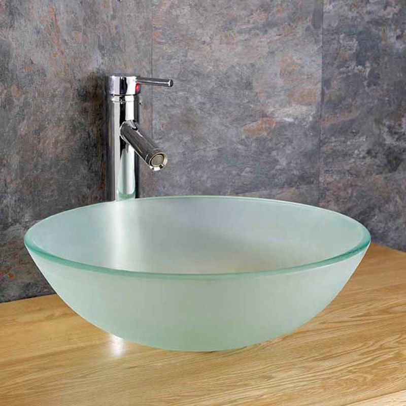 Monza Frosted Glass Round Countertop Basin 310mm - Trusted Building Supplies