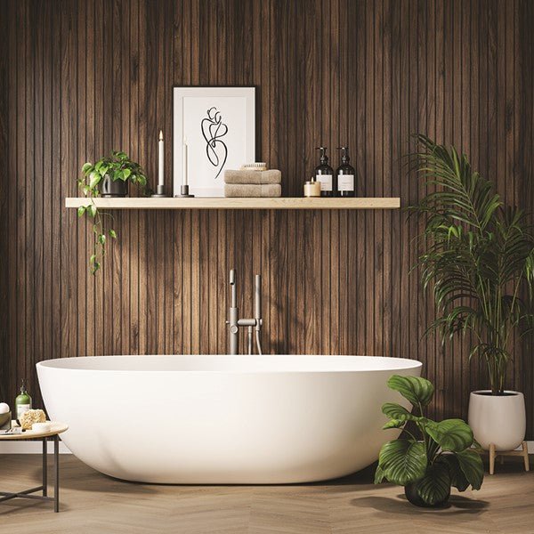 Naturepanel Hydrolock T & G Slat Wall Panel - Warmia Walnut - Trusted Building Supplies