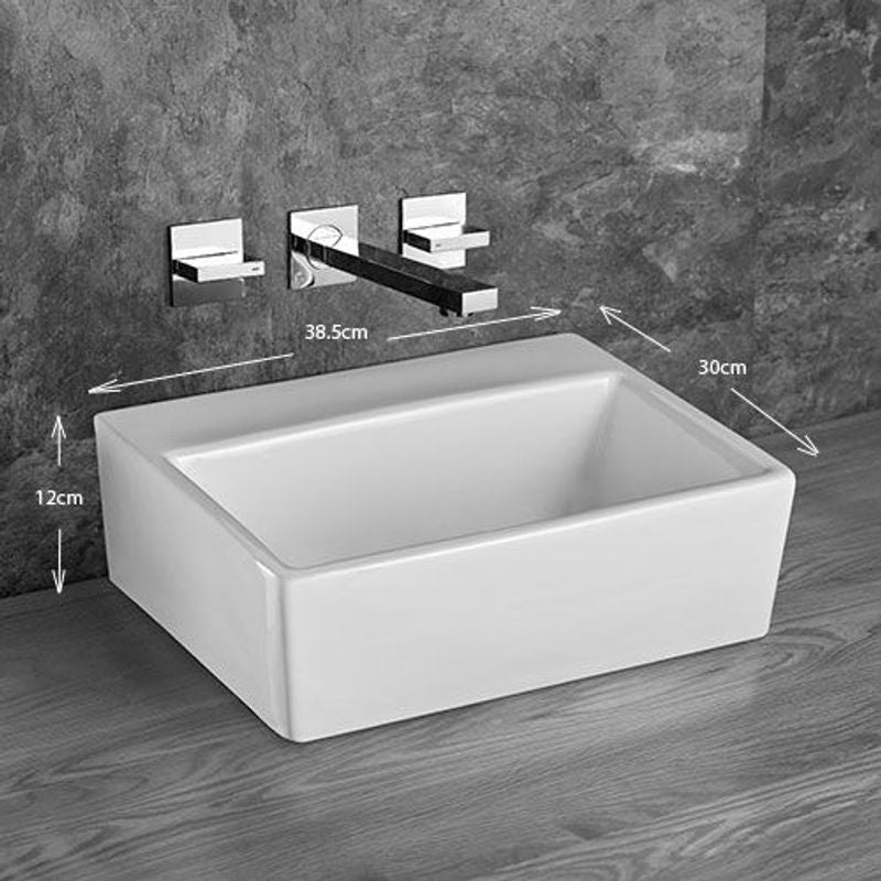 Nice White Ceramic Rectangular Countertop Basin 385mm - Trusted Building Supplies
