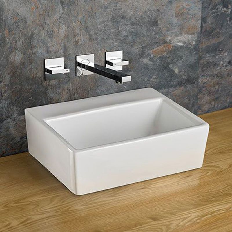 Nice White Ceramic Rectangular Countertop Basin 385mm - Trusted Building Supplies