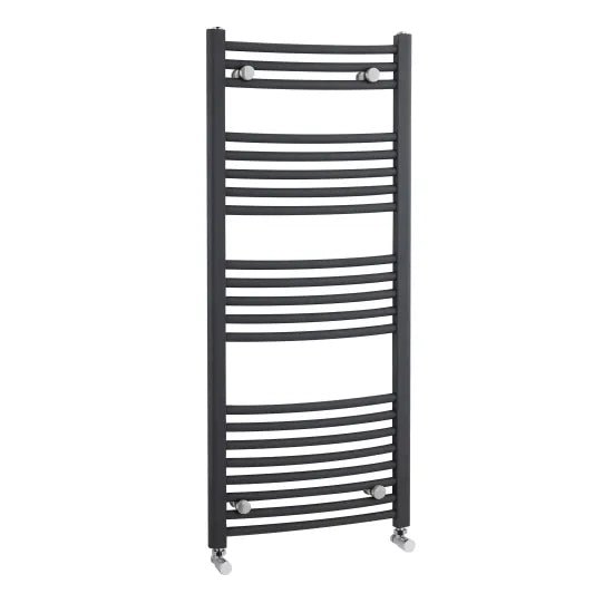 Nuie Anthracite Curved Vertical Heated Towel Rail - 1150mm x 500mm - Trusted Building Supplies