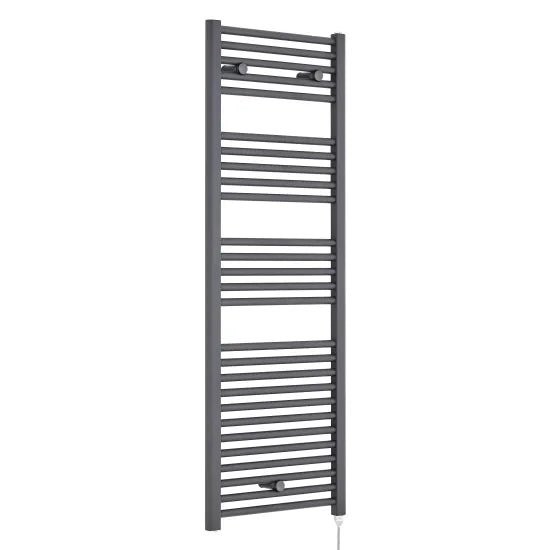 Nuie Anthracite Vertical Electric Heated Towel Rail - 1375mm x 480mm - Trusted Building Supplies