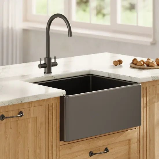 Nuie Black Belfast Fireclay Kitchen Sink 1 Bowl - 595mm x 455mm - Trusted Building Supplies