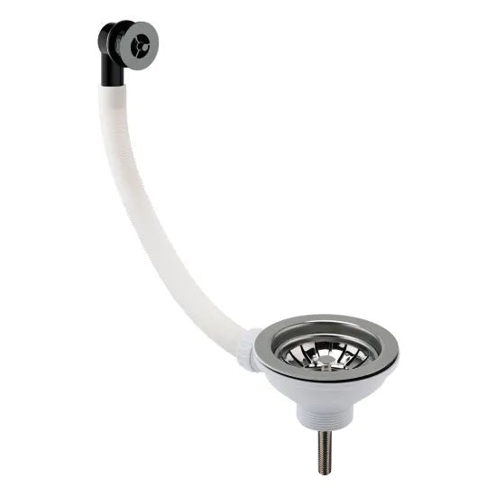 Nuie Brushed Nickel 90mm Basket Strainer Fireclay Kitchen Sink Waste with Overflow - Trusted Building Supplies