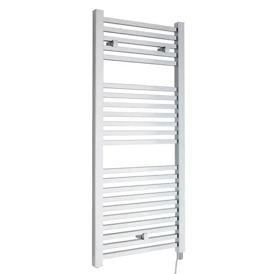 Nuie Eton Chrome Vertical Electric Heated Towel Rail - 1100mm x 500mm - Trusted Building Supplies