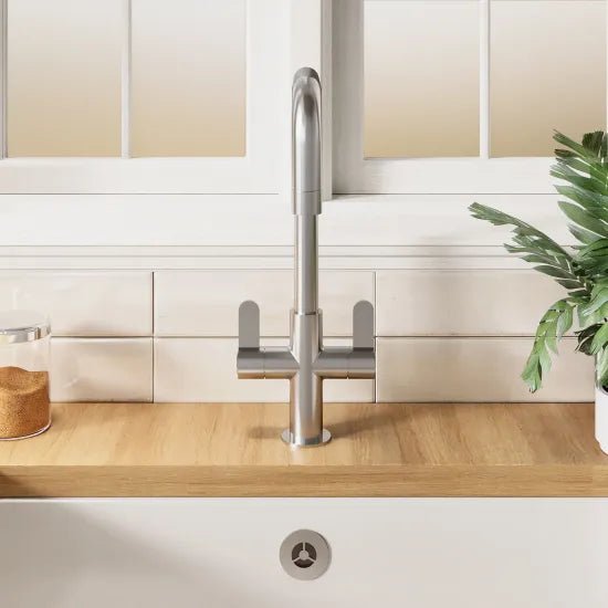 Nuie Kosi Mono Kitchen Sink Mixer Tap Dual Lever Handle - Trusted Building Supplies