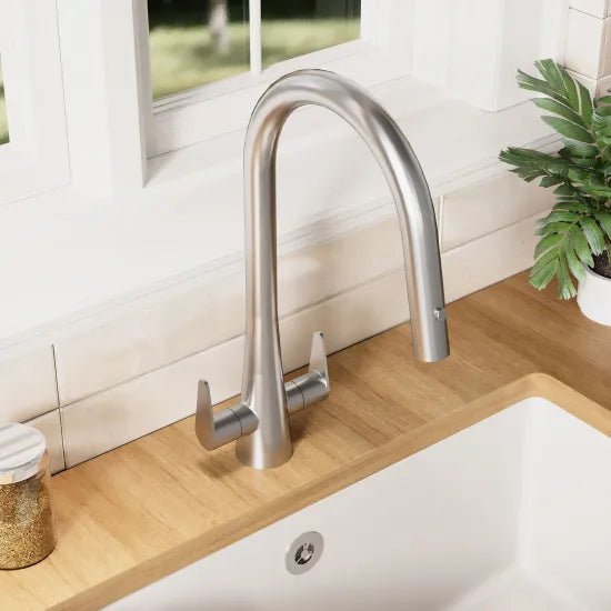 Nuie Samir Mono Kitchen Sink Mixer Tap Dual Lever Handle - Trusted Building Supplies