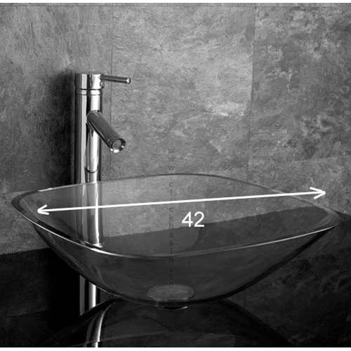 Padova Clear Glass Large Countertop Square Basin 420mm - Trusted Building Supplies