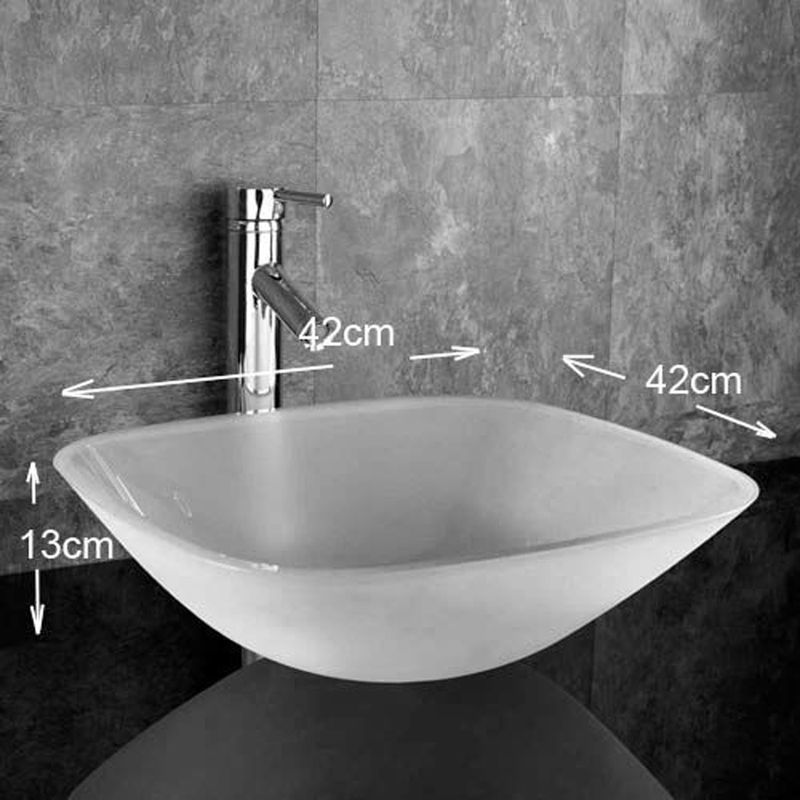 Padova Frosted Glass Square Countertop Basin 420mm - Trusted Building Supplies