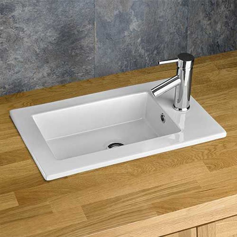 Parla White Ceramic Rectangular Inset Basin 560mm x 340mm - Trusted Building Supplies