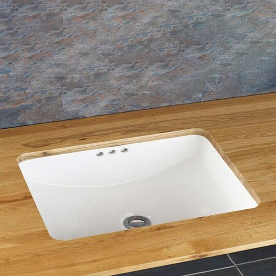 Pombal White Ceramic Large Wide Rectangular Basin 600mm x 420mm - Trusted Building Supplies