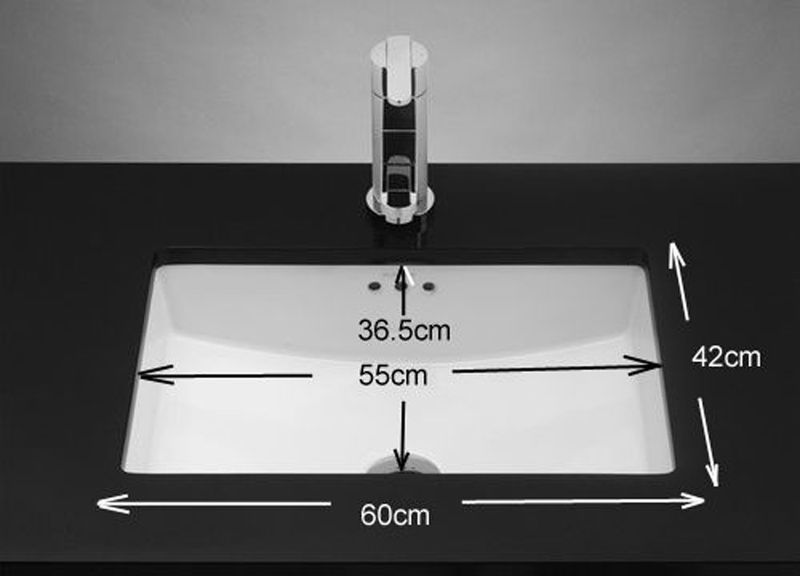 Pombal White Ceramic Large Wide Rectangular Basin 600mm x 420mm - Trusted Building Supplies