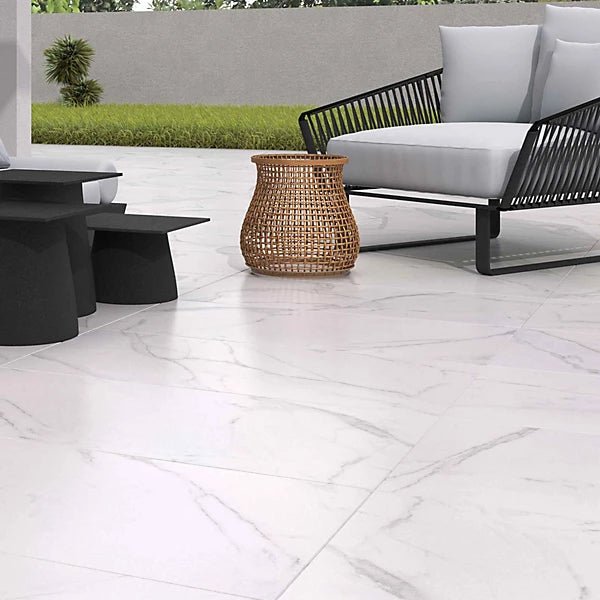 RAK Calacatta Marble Grey Porcelain Outdoor Paving Tile 600mm x 1200mm - Trusted Building Supplies