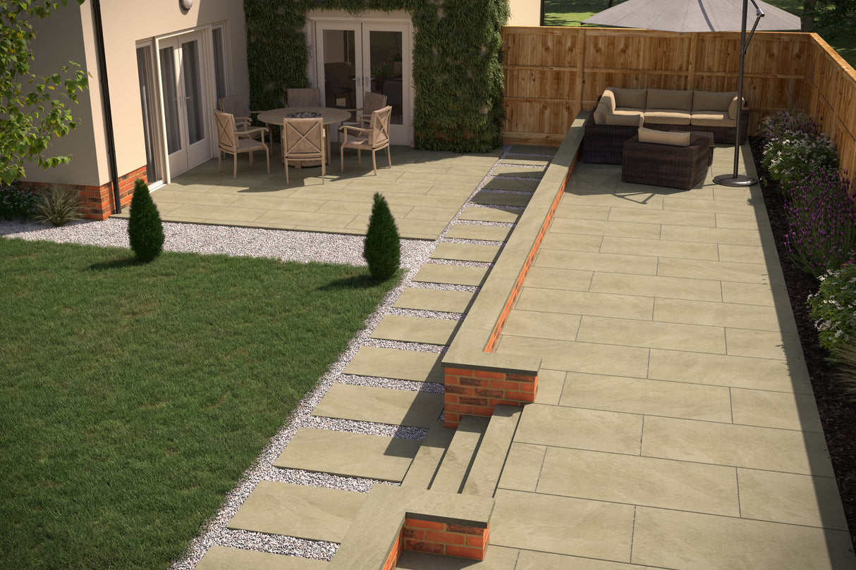 RAK Carmo Stone Ivory Porcelain Outdoor Paving Tile 600mm x 1200mm - Trusted Building Supplies