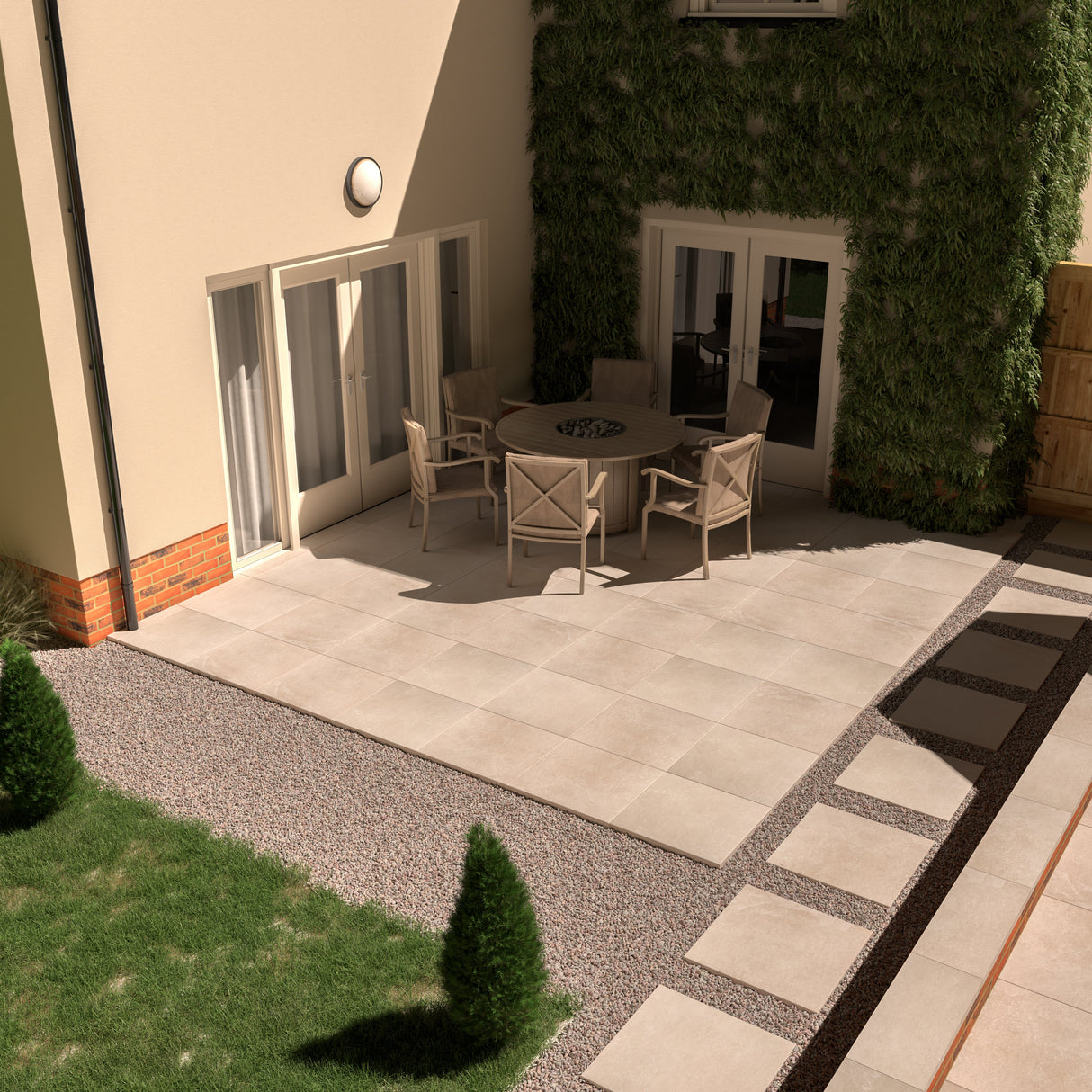 RAK Fashion Stone Beige Matt Porcelain Outdoor Paving Tile 600mm x 600mm - Pack of 2 - Trusted Building Supplies