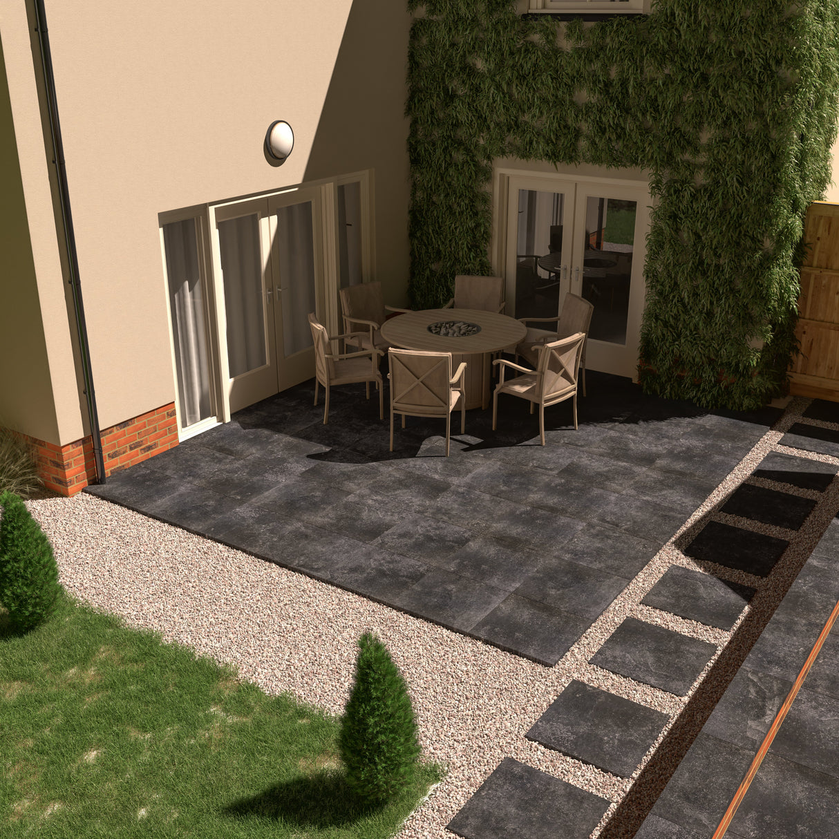 RAK Fashion Stone Black Matt Porcelain Outdoor Paving Tile 600mm x 600mm - Pack of 2 - Trusted Building Supplies