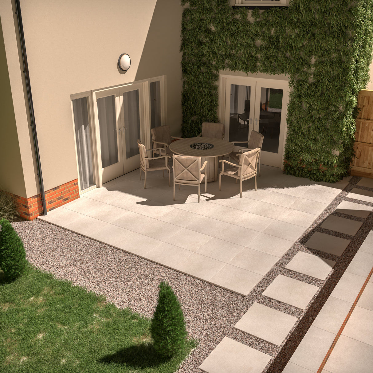 RAK Fashion Stone Ivy Matt Porcelain Outdoor Paving Tile 600mm x 600mm - Pack of 2 - Trusted Building Supplies