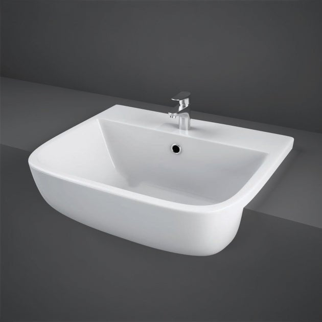 RAK Series 600 1 Tap Hole Semi Recessed Basin - 520mm - Trusted Building Supplies