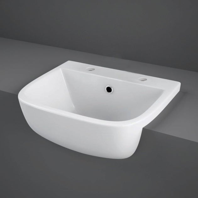 RAK Series 600 2 Tap Hole Semi Recessed Basin - 420mm - Trusted Building Supplies