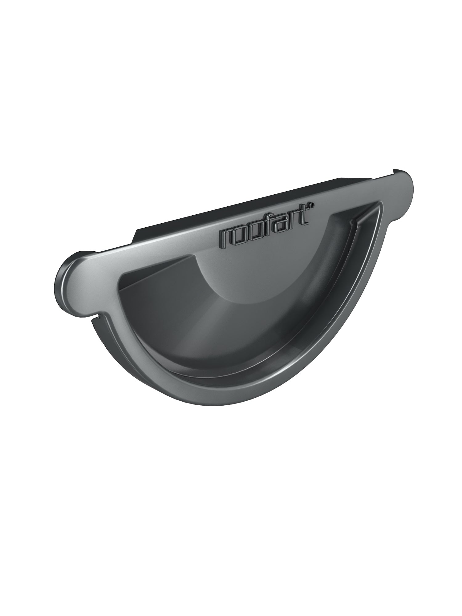 RoofArt 125mm Half Round Anthracite Grey Steel Guttering Universal Stop End - Trusted Building Supplies