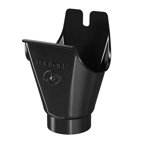 RoofArt 125mm to 87mm Black Steel Guttering Outlet - Trusted Building Supplies
