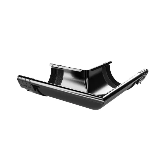 RoofArt 150mm Half Round Black Steel Guttering 90 Degree Corner - Trusted Building Supplies