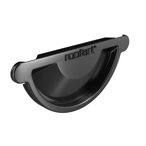 RoofArt 150mm Half Round Black Steel Guttering Universal Stop End - Trusted Building Supplies