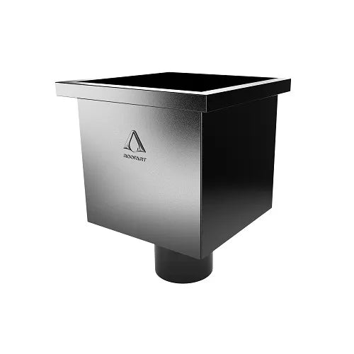 RoofArt 87mm Black Steel Square Hopper - Trusted Building Supplies