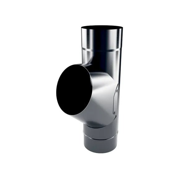 RoofArt 87mm Round Anthracite Grey Steel Downpipe Branch - Trusted Building Supplies