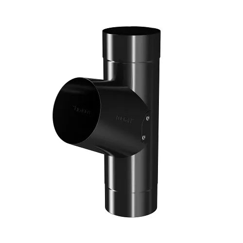 RoofArt 87mm Round Black Steel Downpipe Branch - Trusted Building Supplies