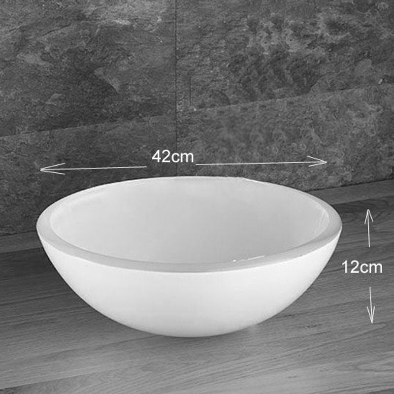 Savona White Glass Large Round Countertop Basin 420mm - Trusted Building Supplies
