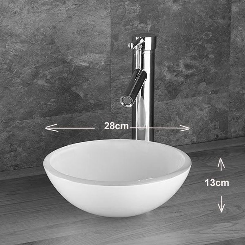 Savona White Glass Small Round Countertop Basin 280mm - Trusted Building Supplies