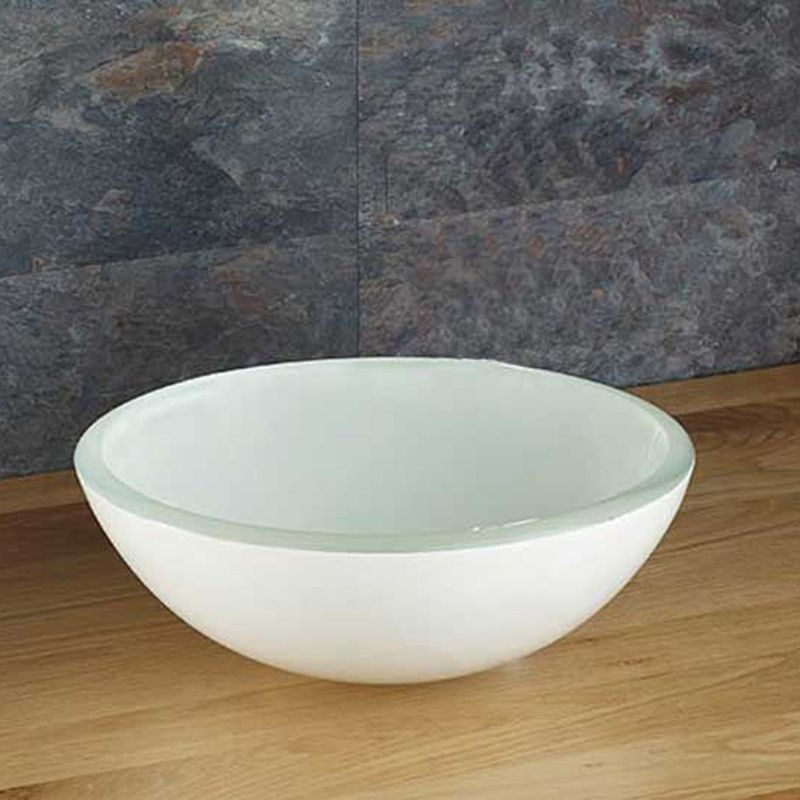 Savona White Glass Small Round Countertop Basin 280mm - Trusted Building Supplies