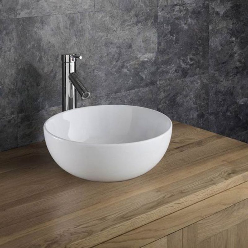 Selva White Ceramic Round Countertop Basin 350mm - Trusted Building Supplies
