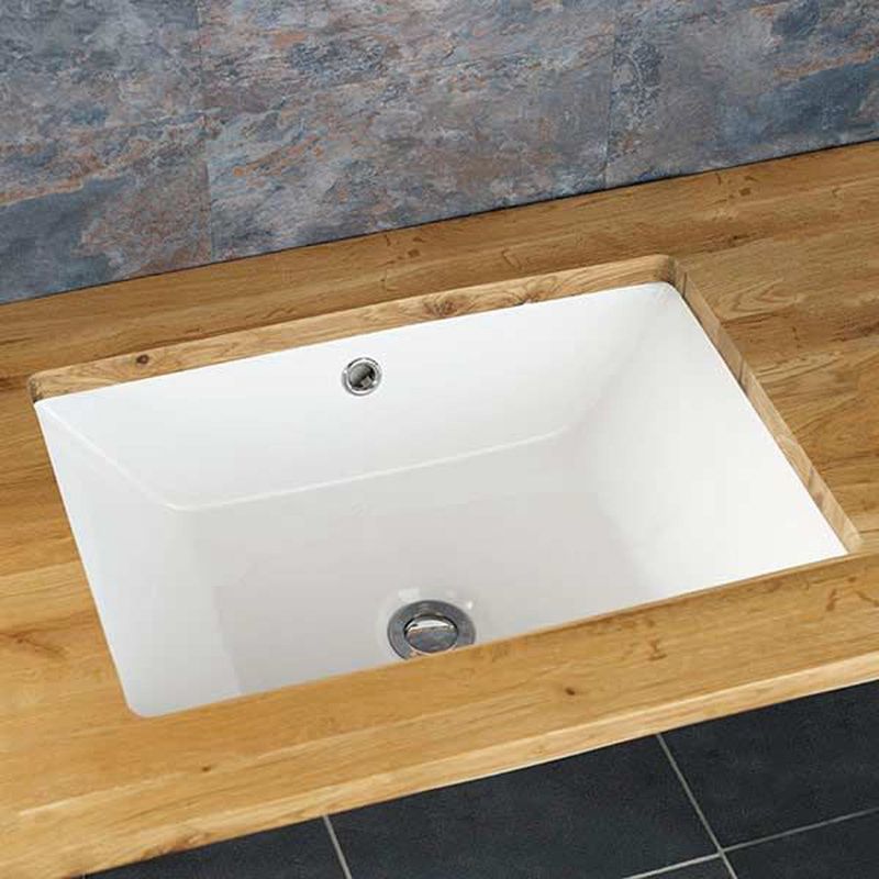 Serpa White Ceramic Large Rectangular Inset Basin 550mm x 400mm - Trusted Building Supplies